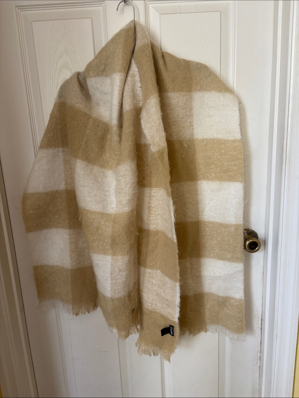 Steve Madden Cream and Tan Striped Shawl Scarf